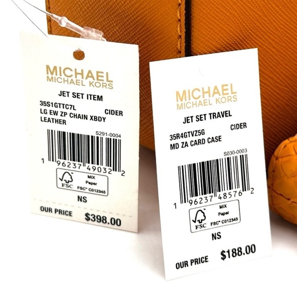 Michael Kors Large EW Crossbody Bag & Medium ZA Card Case Wallet Cider - Picture 13 of 13